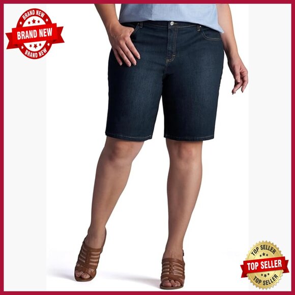 Plus Size Relaxed Fit Bermuda Denim Shorts with Stretch